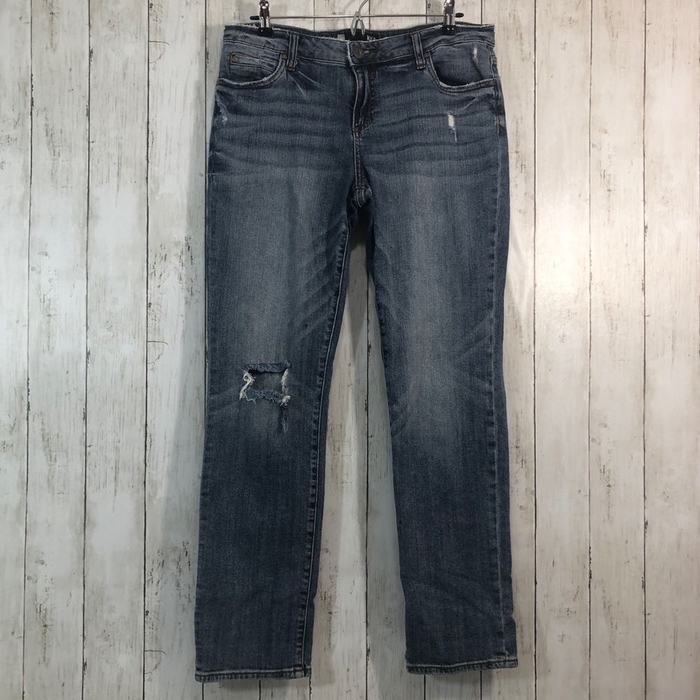 Kut from the Kloth Catherine Boyfriend Distressed Straight Leg Jeans 12